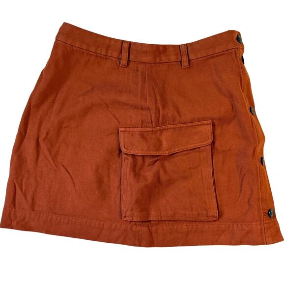Madewell Curvy Drapey Moleskin Cargo Mini Skirt Rust Orange Women’s 8 - Picture 3 of 10